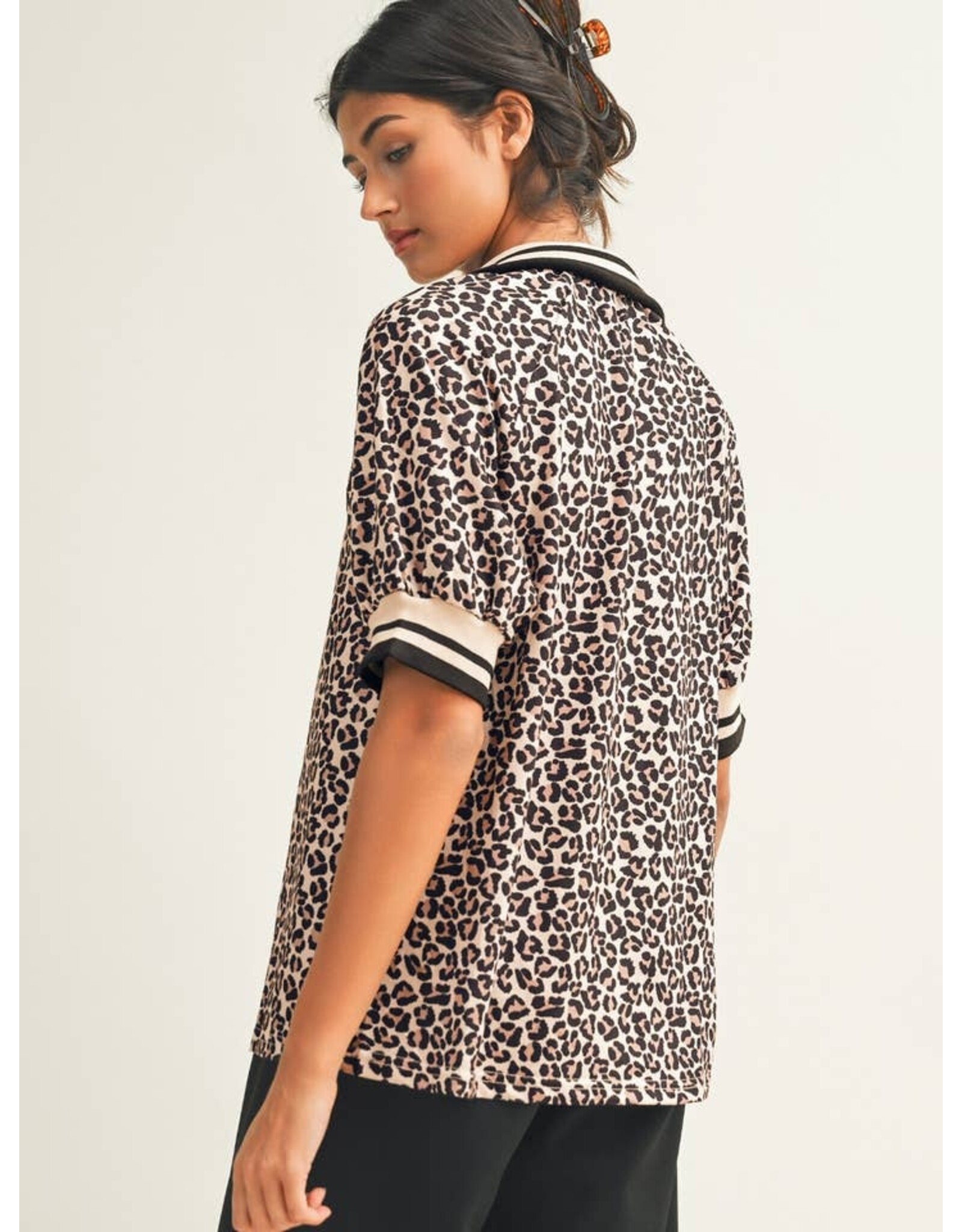 Ryann Leopard Half Zip Top