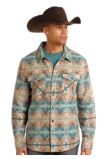 Rock & Roll Denim Rock & Roll Denim Turquoise Aztec Jacquard Shirt Jacket