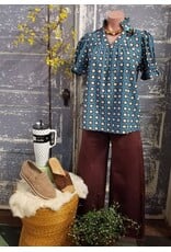 Orvietta Blue Floral Pleated Sleeve Blouse