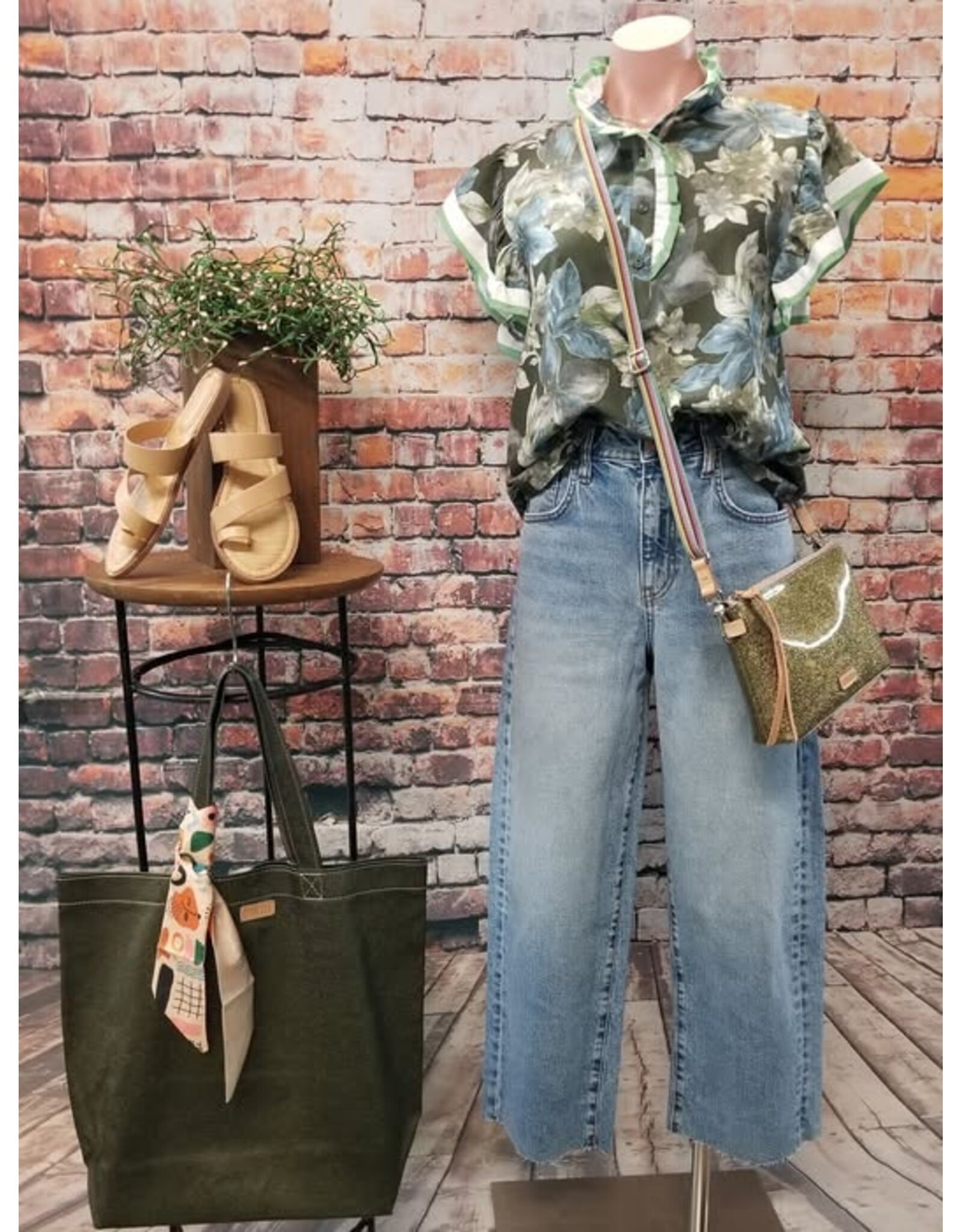 Olive Floral Top