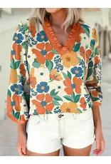 Rebecca 3/4 Sleeve Floral Print Top