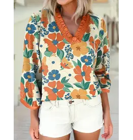 Rebecca 3/4 Sleeve Floral Print Top