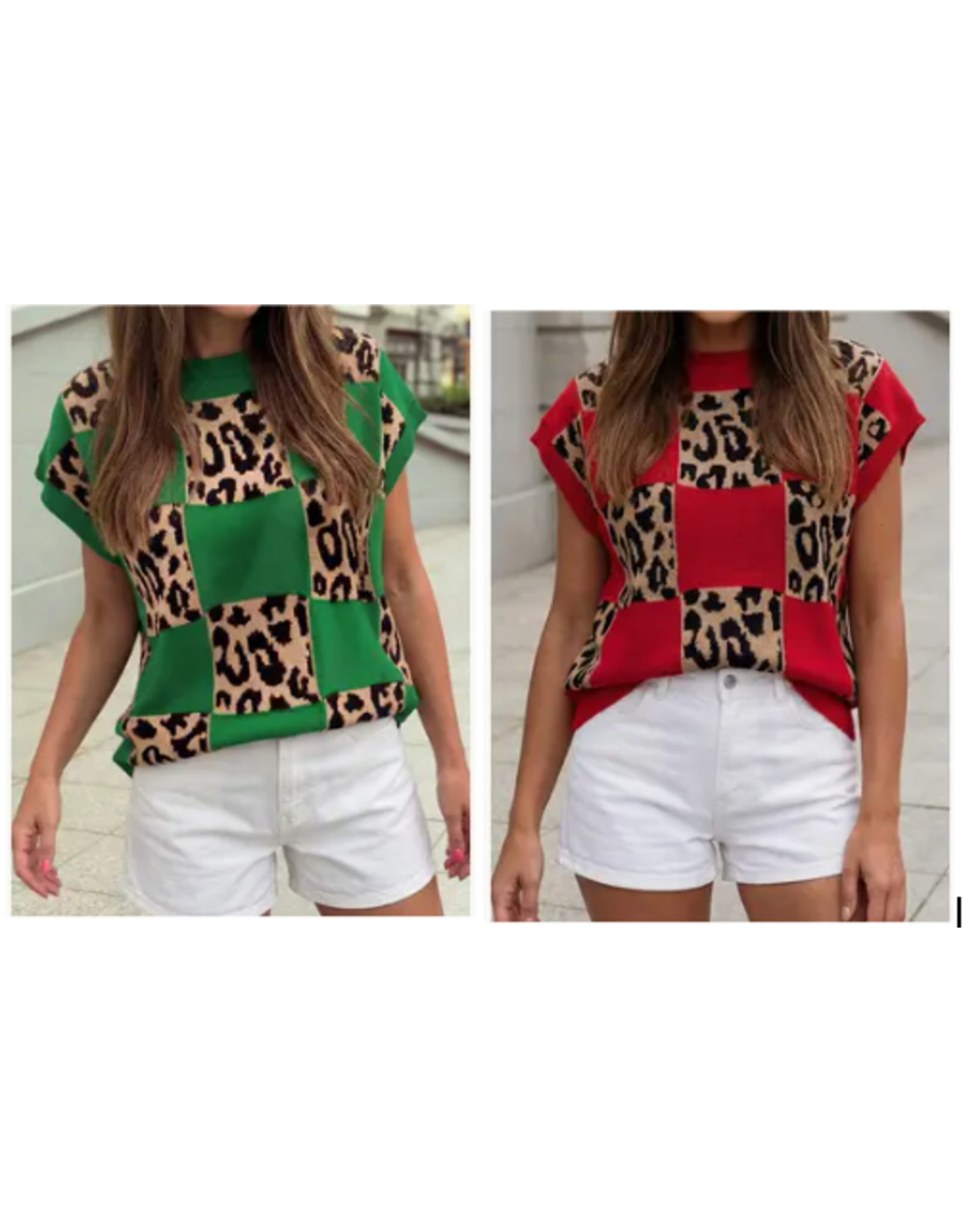 Ruthie Leopard Checkerboard Sweater