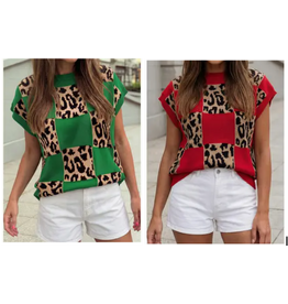 Ruthie Leopard Checkerboard Sweater