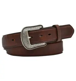 3D 1-1/2 Water Town Amber Overlay Belt with Silver Tone Buckle Dark Brown