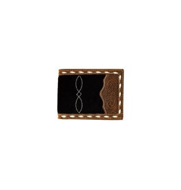 3D Mens Bifold Wallet Roughout Boot Stitch Overlay Black Brown
