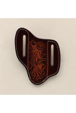 3D Leather Pancake Style Floral Tooled Knife Sheath Brown