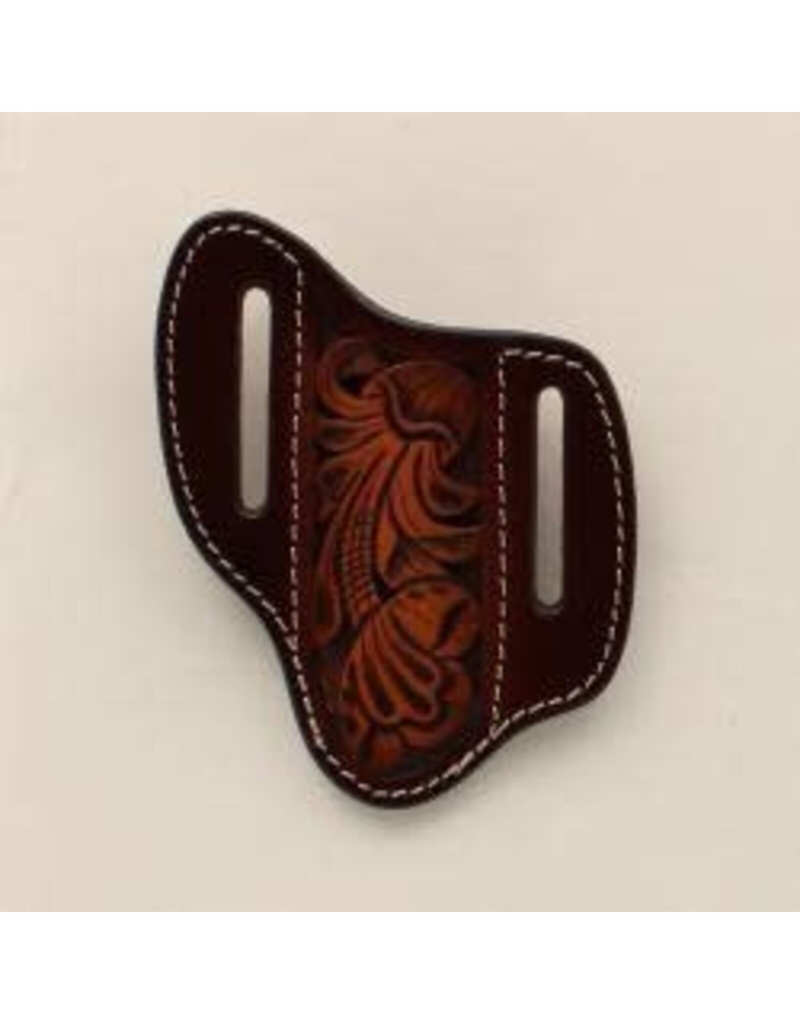 3D Leather Pancake Style Floral Tooled Knife Sheath Brown