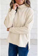 Renee Ivory Leopard Trim Pullover