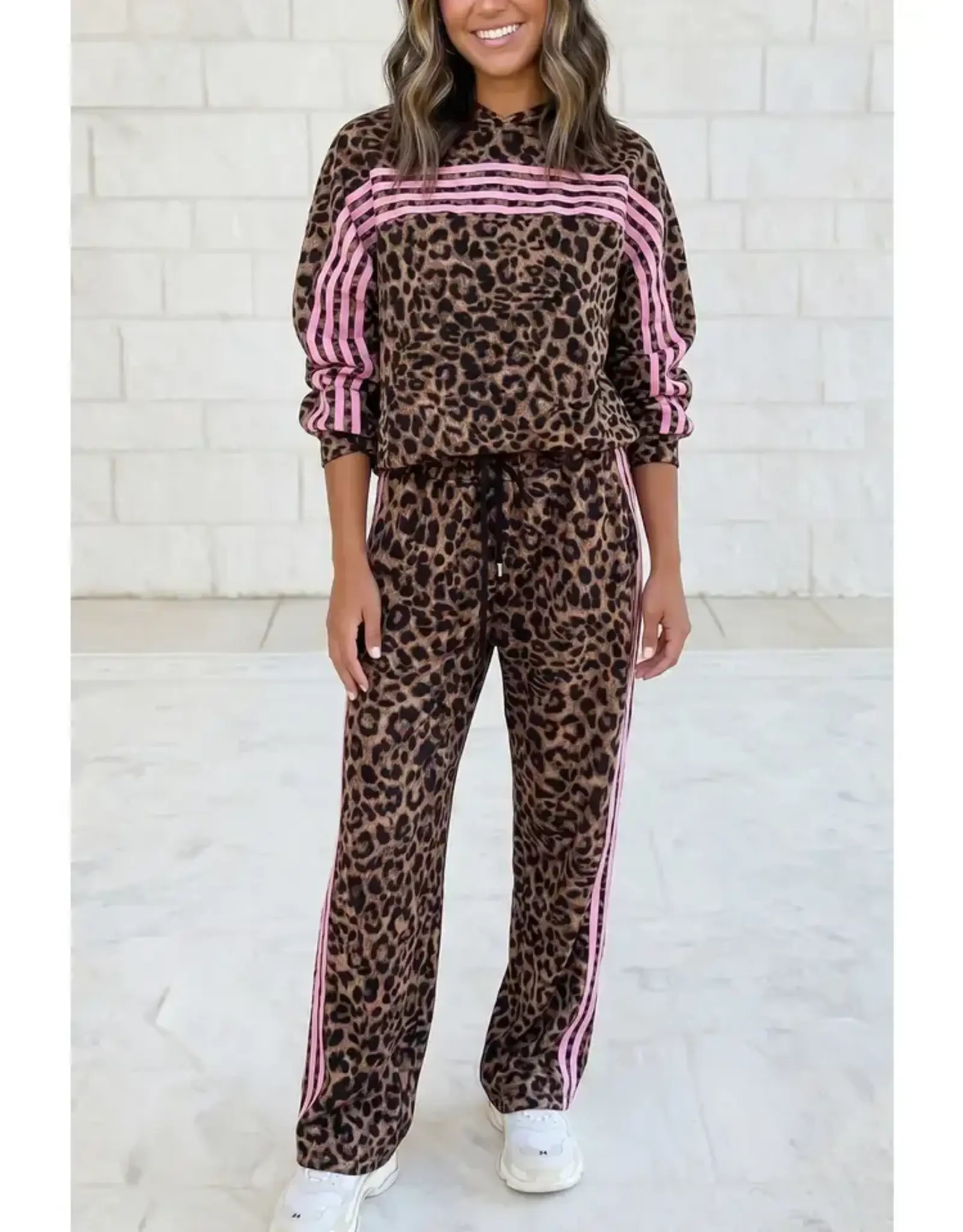 Leslie Leopard Pink Stripe Set