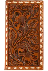 Nocona Mens Rodeo Style Wallet Buck Lace Floral Embossed Tan