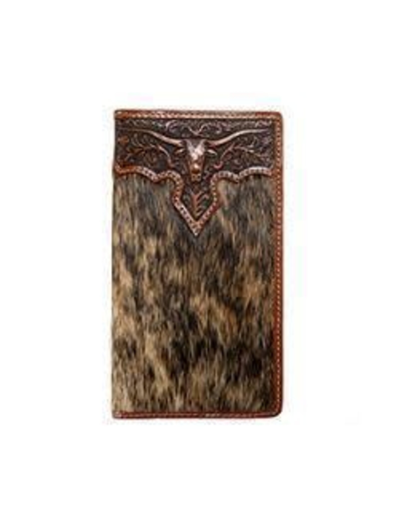 Nocona Rodeo LongHorn Overlay Wallet Brown