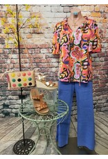 Kut from the Kloth / STS Blue KUT Meg Linen High Rise Wide Straight Leg Cornflower
