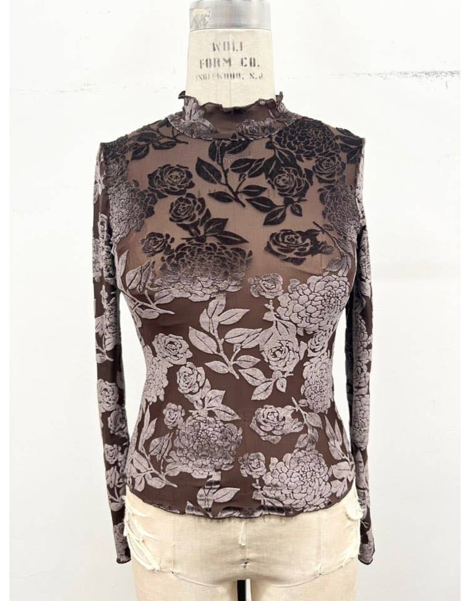 Renley Cut Velvet Mesh Top