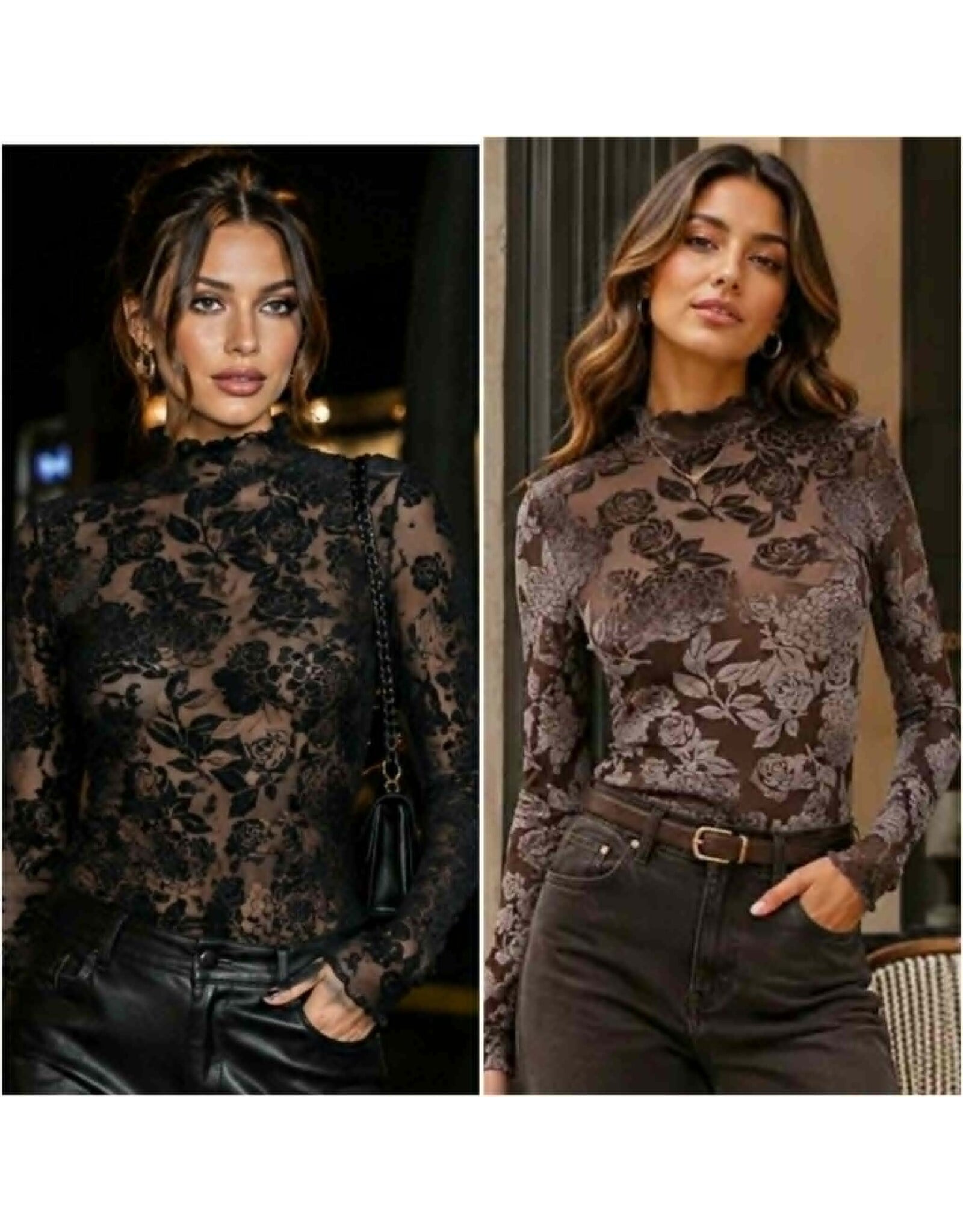Renley Cut Velvet Mesh Top