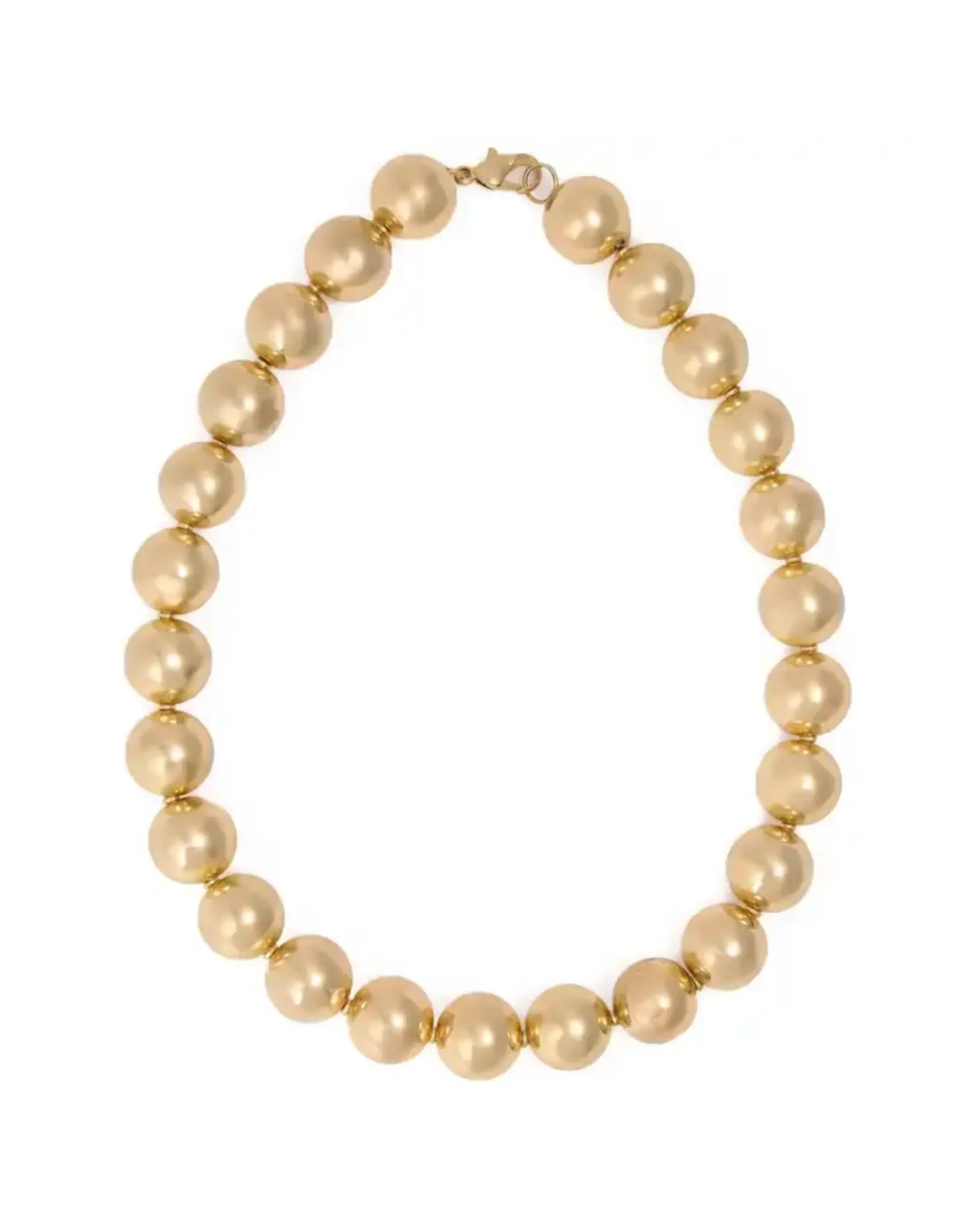 Iris Large Brass Bead Necklace Gold