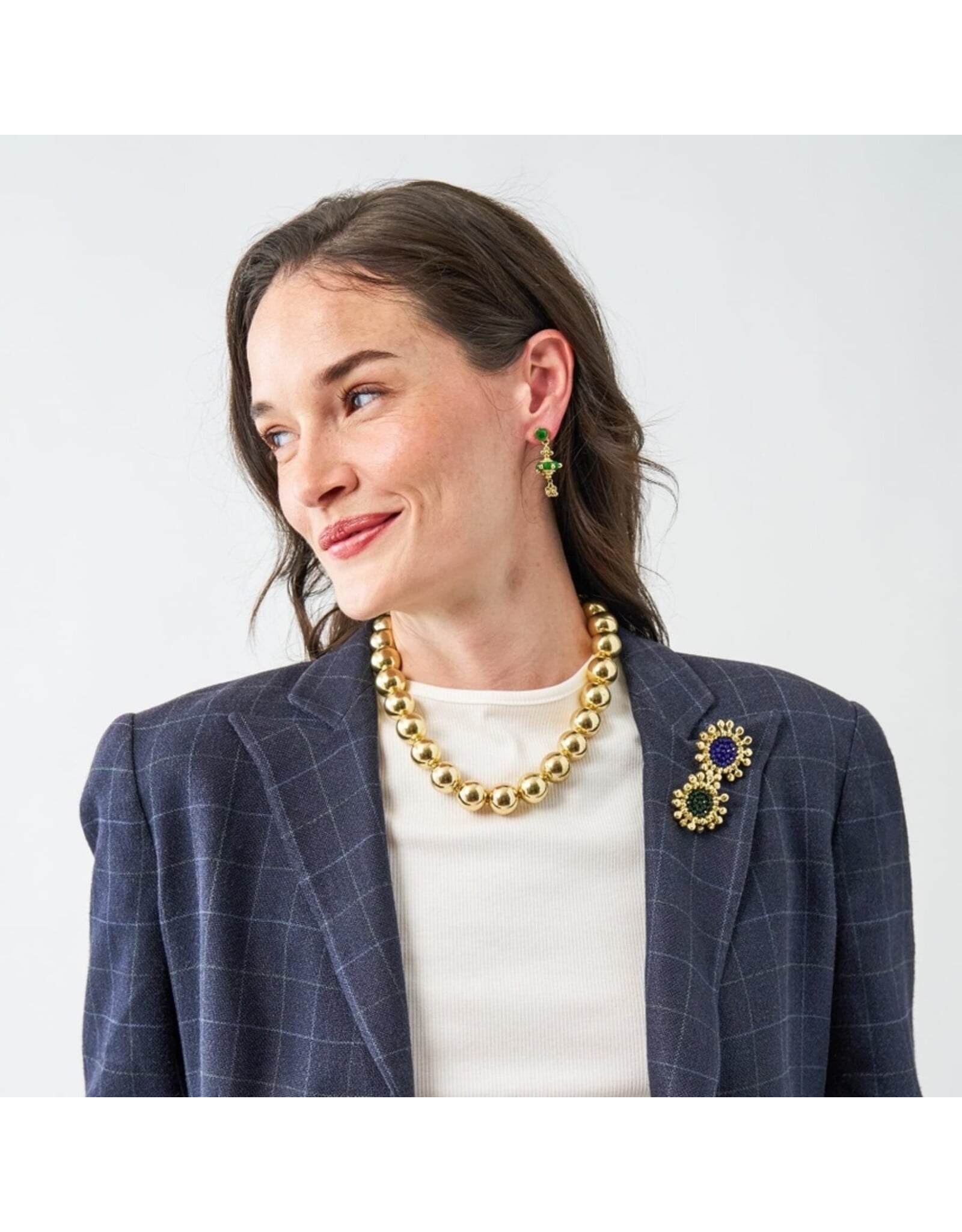 Iris Large Brass Bead Necklace Gold