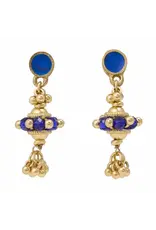 Jeannie Crystal + Enamel Dangle Earrings Blue