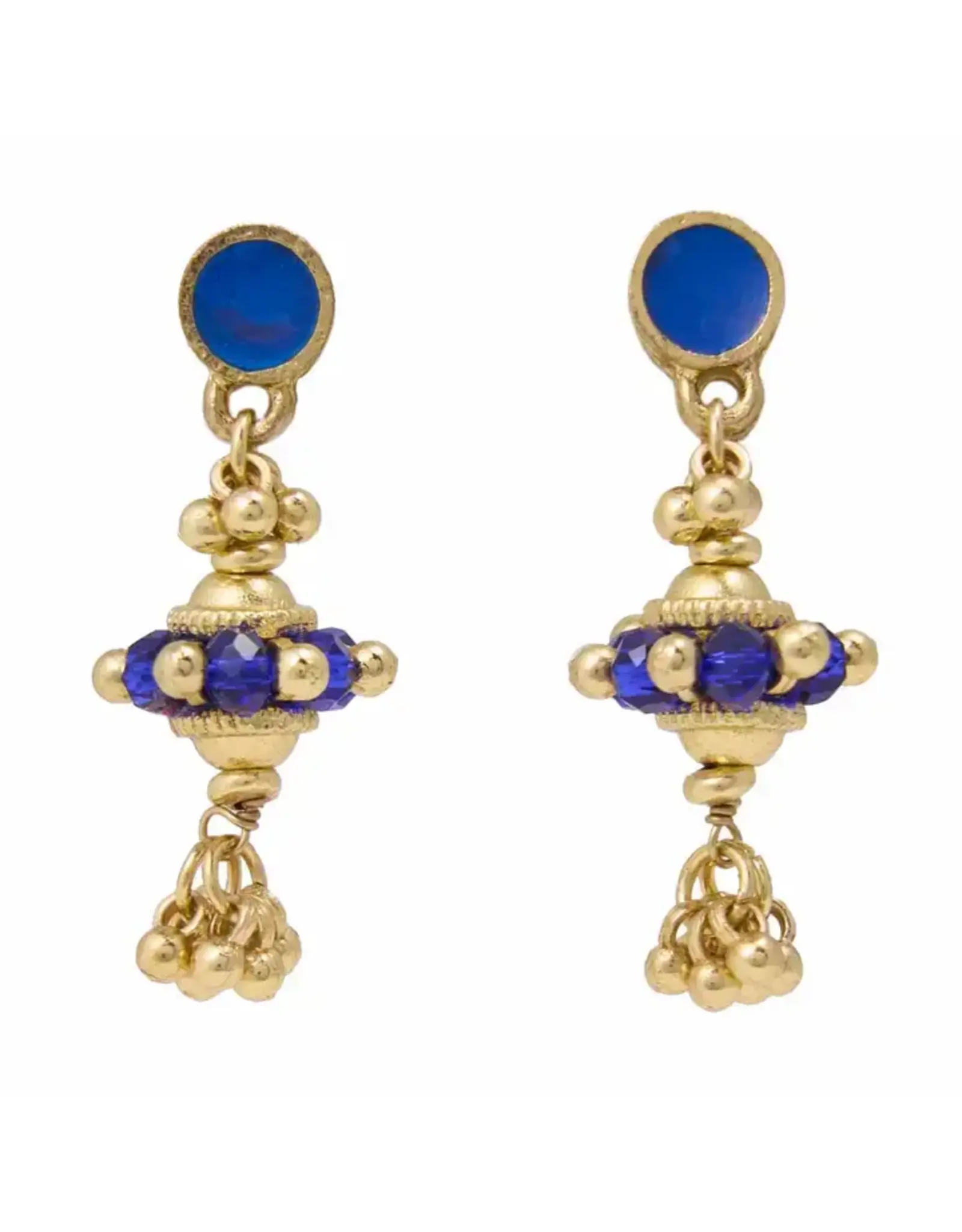 Jeannie Crystal + Enamel Dangle Earrings Blue
