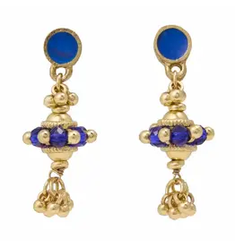 Jeannie Crystal + Enamel Dangle Earrings Blue