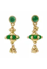 Jeannie Crystal + Enamel Dangle Earrings Green