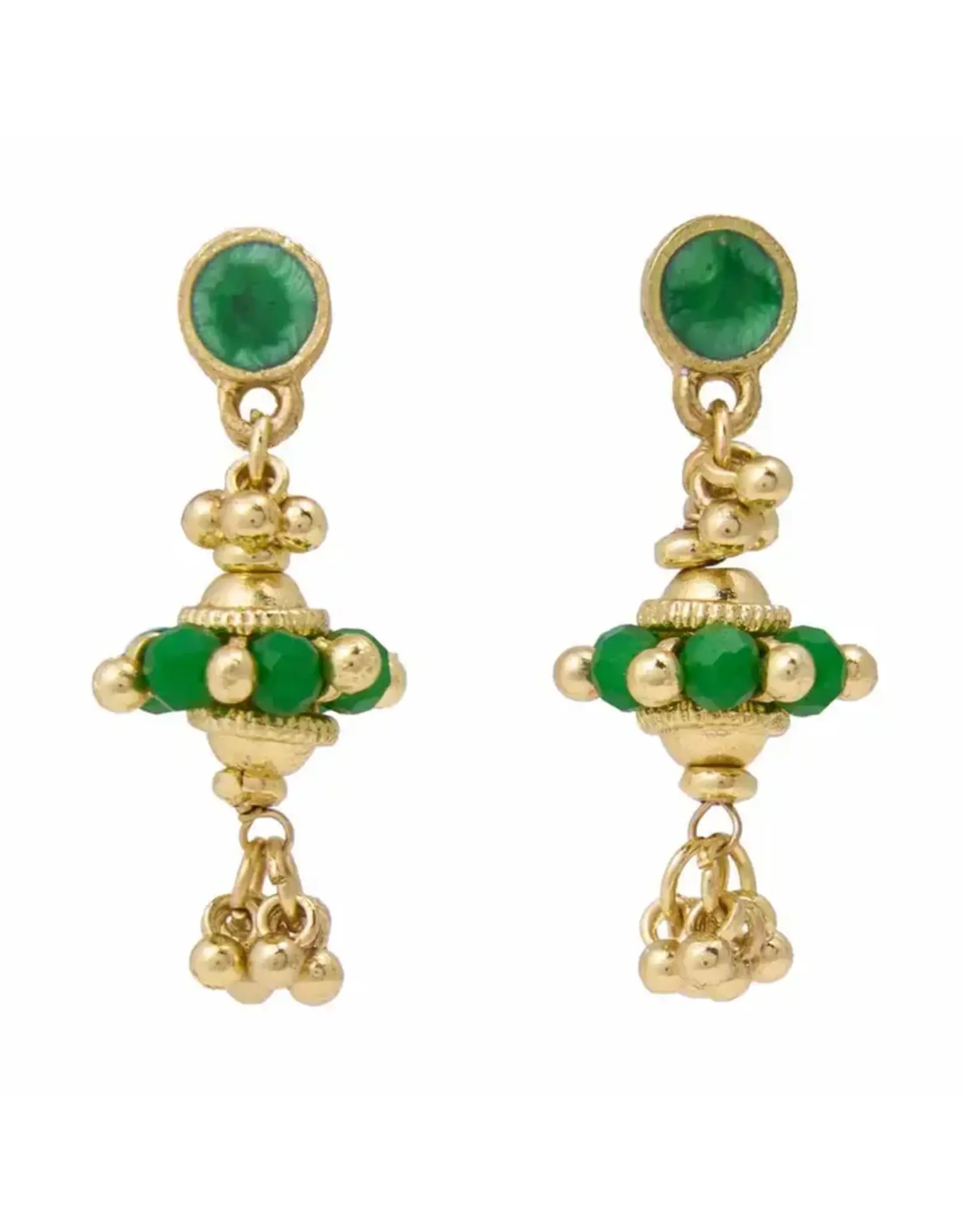 Jeannie Crystal + Enamel Dangle Earrings Green