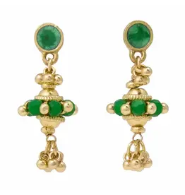 Jeannie Crystal + Enamel Dangle Earrings Green