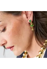 Jeannie Crystal + Enamel Dangle Earrings Green