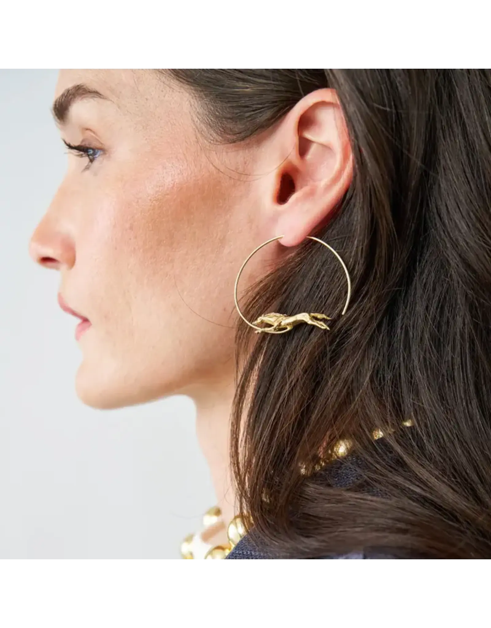 Calliope Horse Hoop Earrings Brass