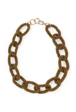 Jenna Chain Link Beaded Necklace Gold