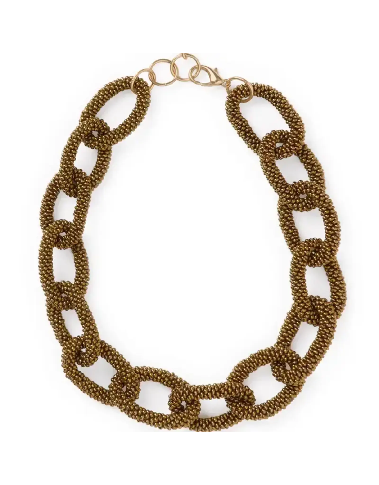 Jenna Chain Link Beaded Necklace Gold