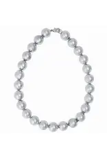 Iris Large Brass Bead Necklace Silver