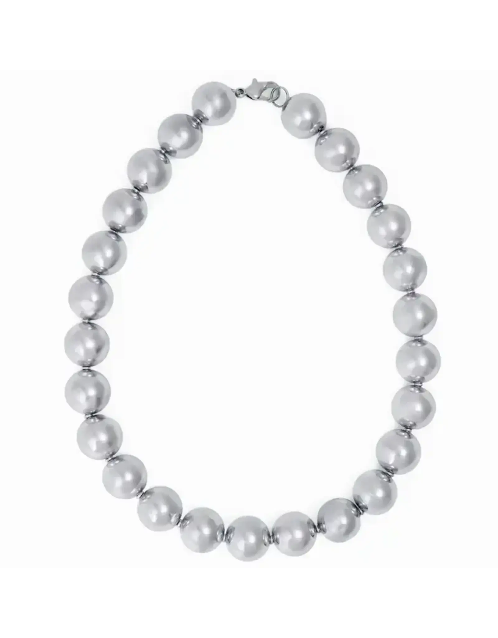 Iris Large Brass Bead Necklace Silver