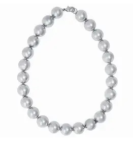 Iris Large Brass Bead Necklace Silver
