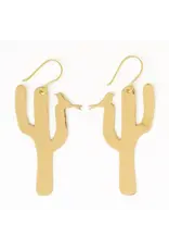 Sedona Bird and Cactus Dangle Earrings Brass