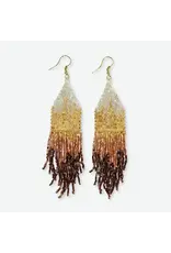 Claire Ombre Beaded Fringe Earrings Mixed Metallic