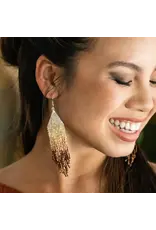 Claire Ombre Beaded Fringe Earrings Mixed Metallic