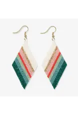 Frida Mixed Stripe Beaded Earrings Teal Poppy