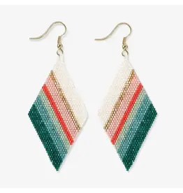 Frida Mixed Stripe Beaded Earrings Teal Poppy