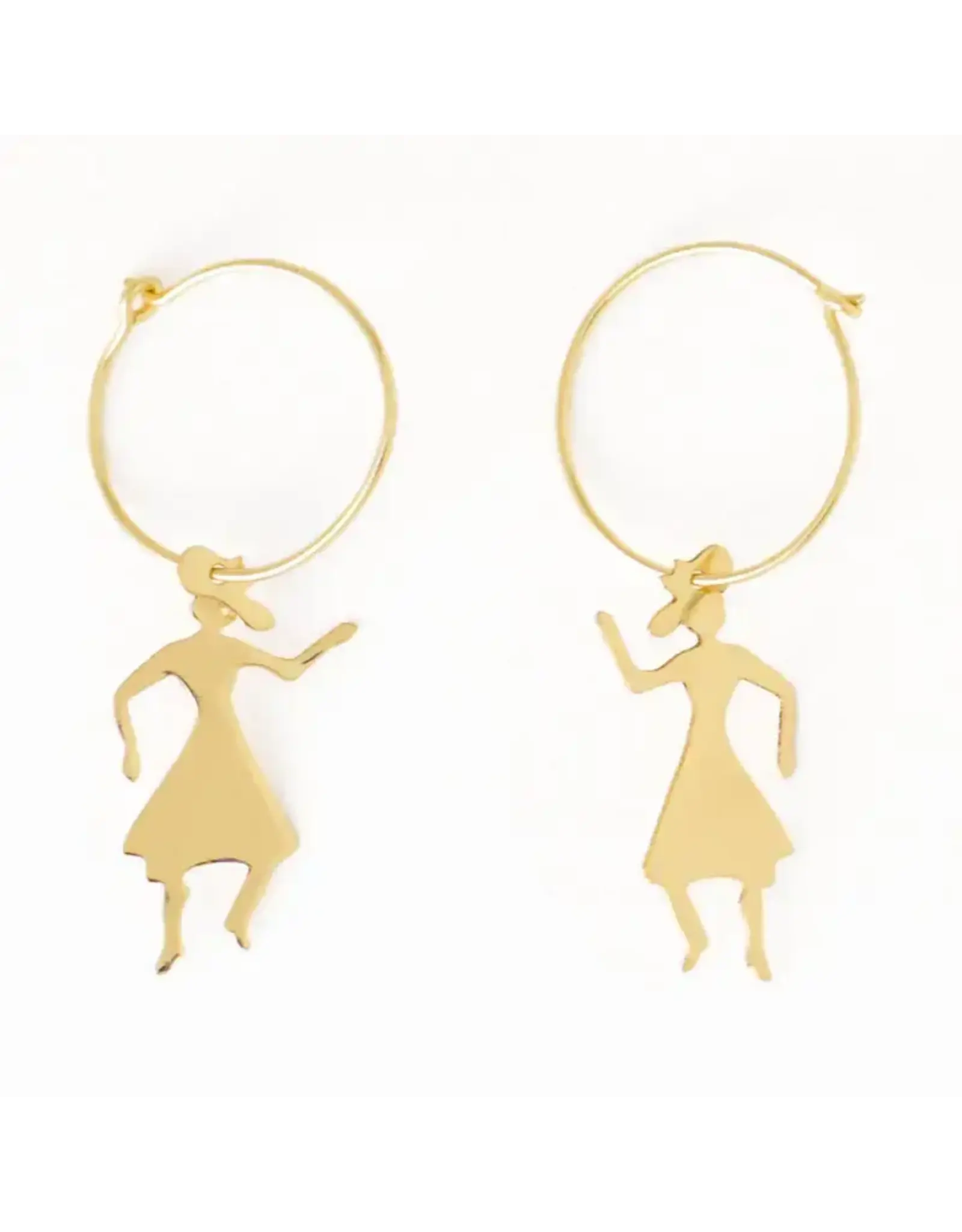 Loretta Cowgirl Hoop Earrings Brass
