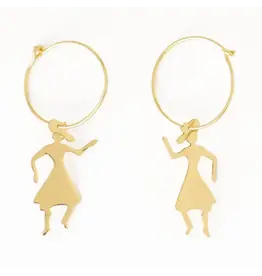 Loretta Cowgirl Hoop Earrings Brass
