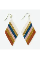 Frida Diagonal Stripes Beaded Drop Earrings Desert