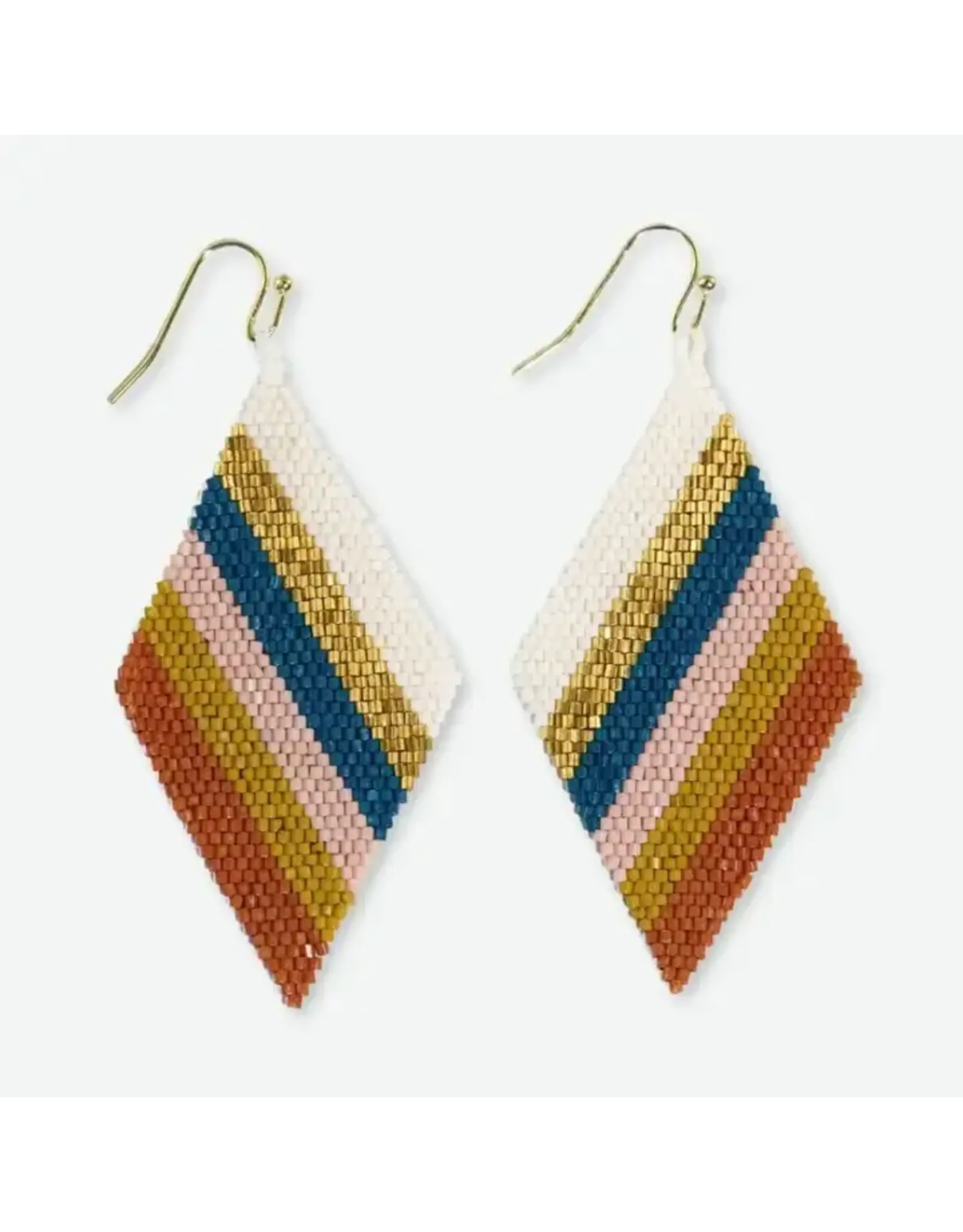 Frida Diagonal Stripes Beaded Drop Earrings Desert