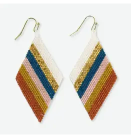 Frida Diagonal Stripes Beaded Drop Earrings Desert