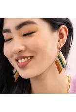 Frida Diagonal Stripes Beaded Drop Earrings Desert