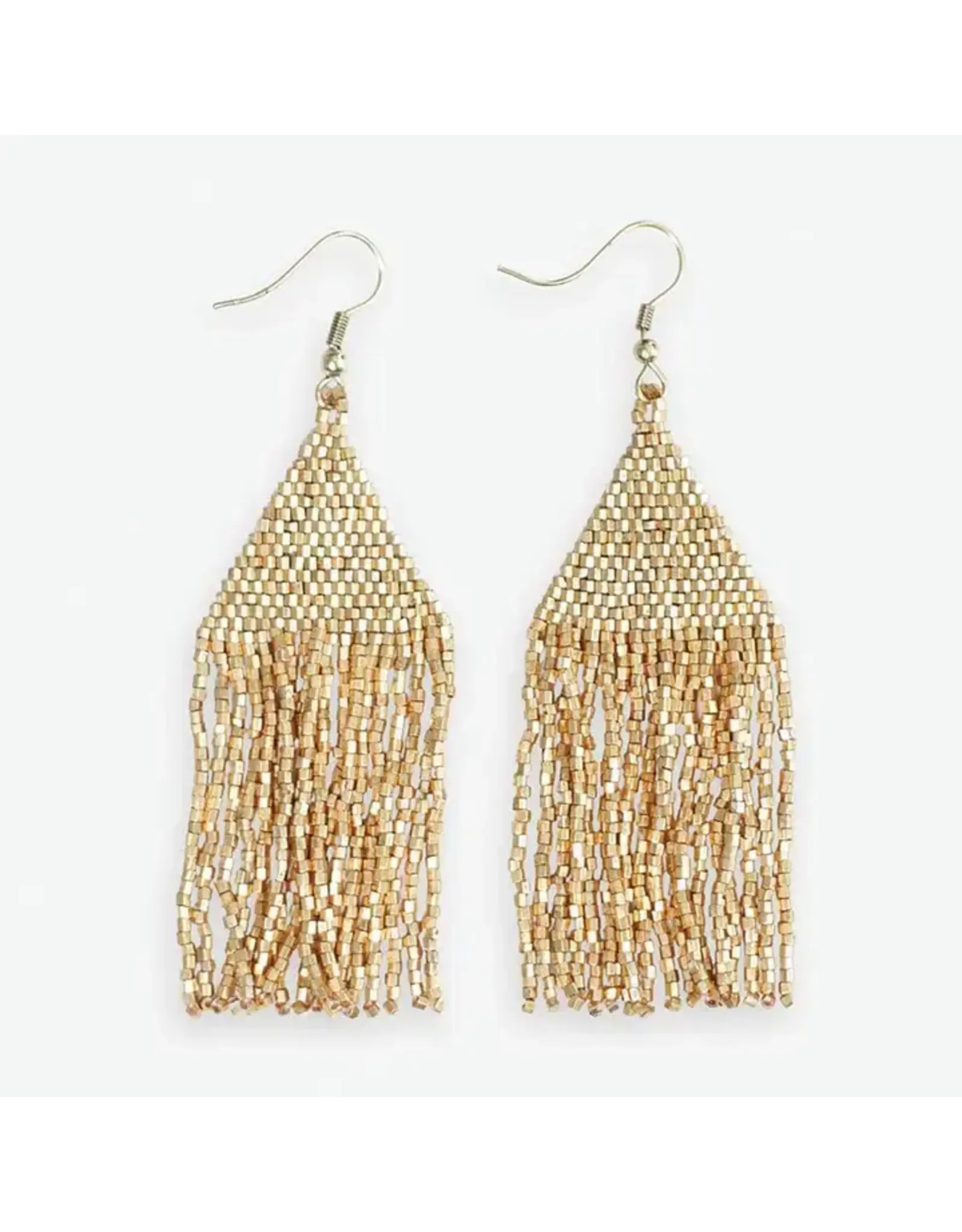Lexie Solid Beaded Fringe Earrings Gold