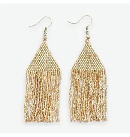 Lexie Solid Beaded Fringe Earrings Gold