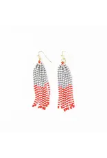Game Day Tassel Seed Bead Earrings Scarlet + Gray