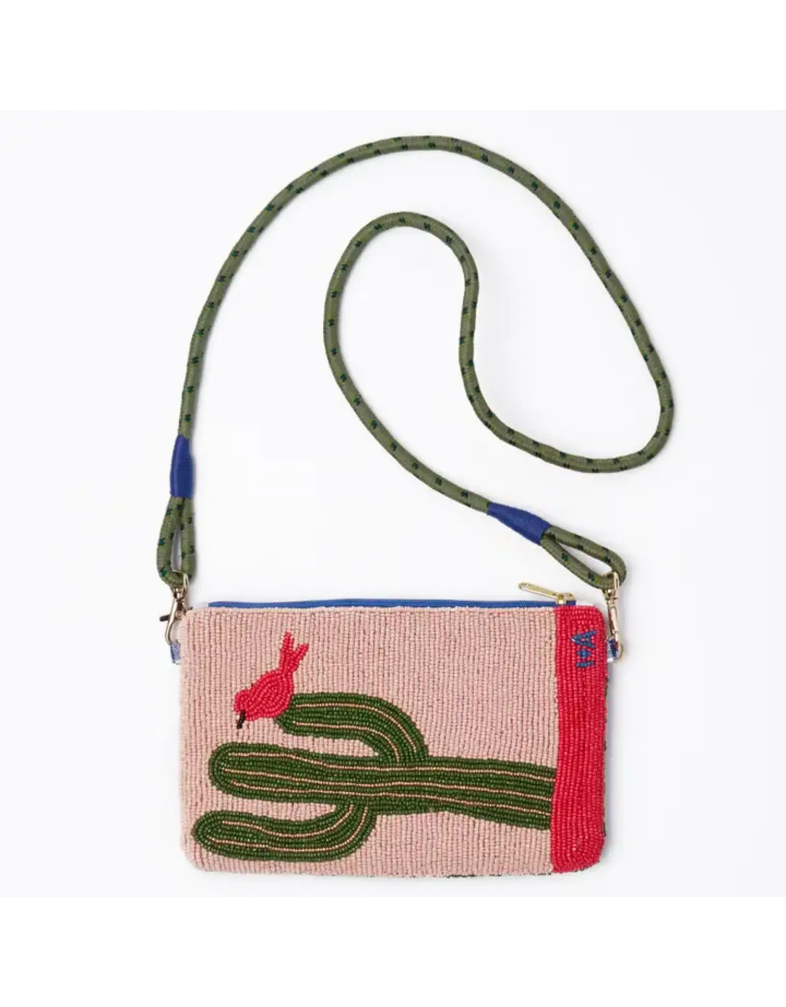 Leila Red Boots Seed Bead Clutch with Strap