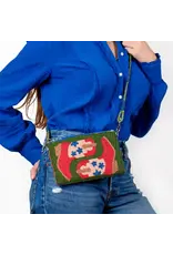 Leila Red Boots Seed Bead Clutch with Strap
